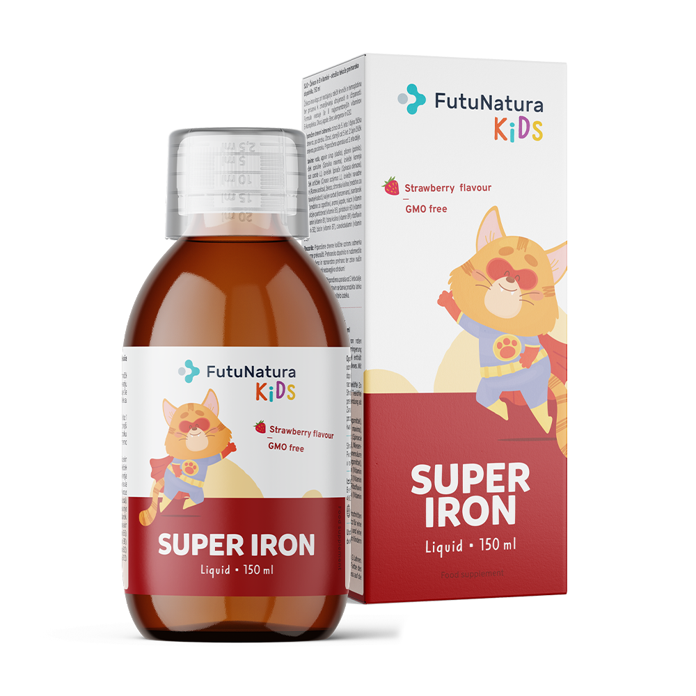 Super Iron: Železo + B vitamini, tekutý doplněk stravy pro děti.