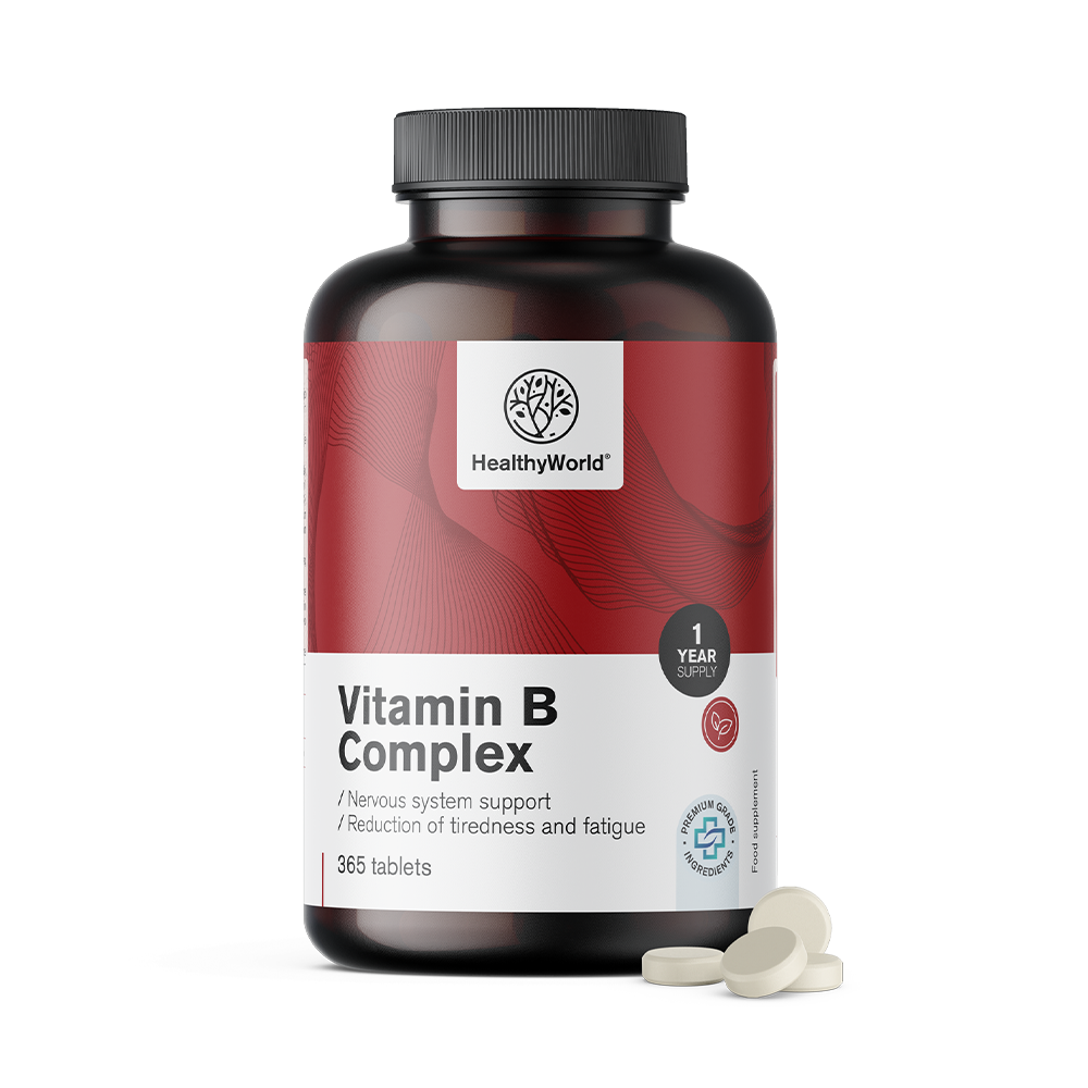 Vitamin B-kompleks z vsemi vitamini B translates to Vitamin B-komplex se všemi vitamíny B.